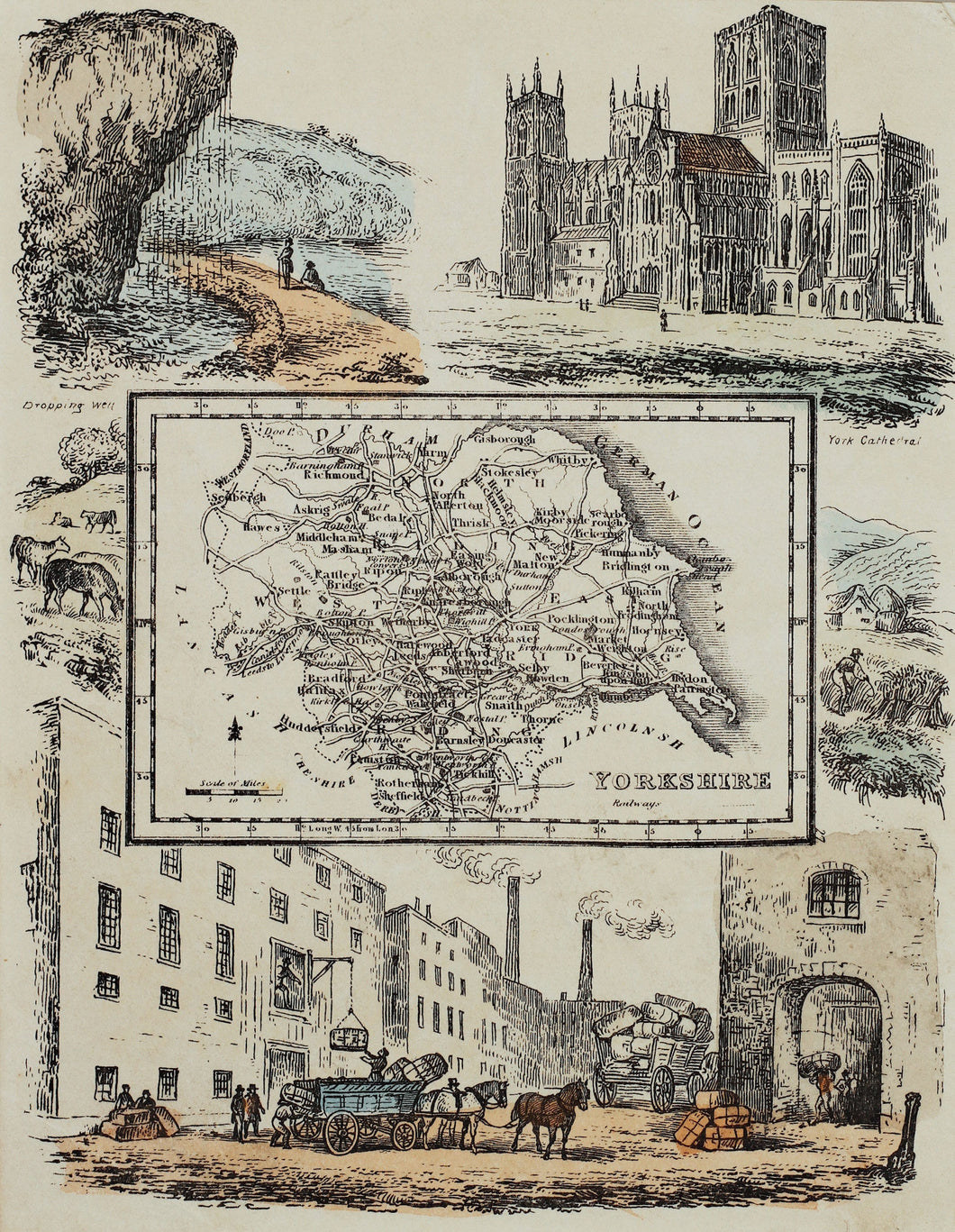Yorkshire - Antique Map by R Ramble circa 1845